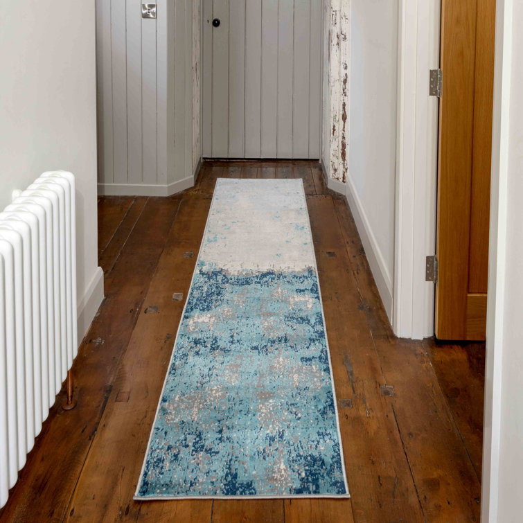 Borough Wharf Drumawillin Oscar Distressed Abstract Blue Rug Wayfair